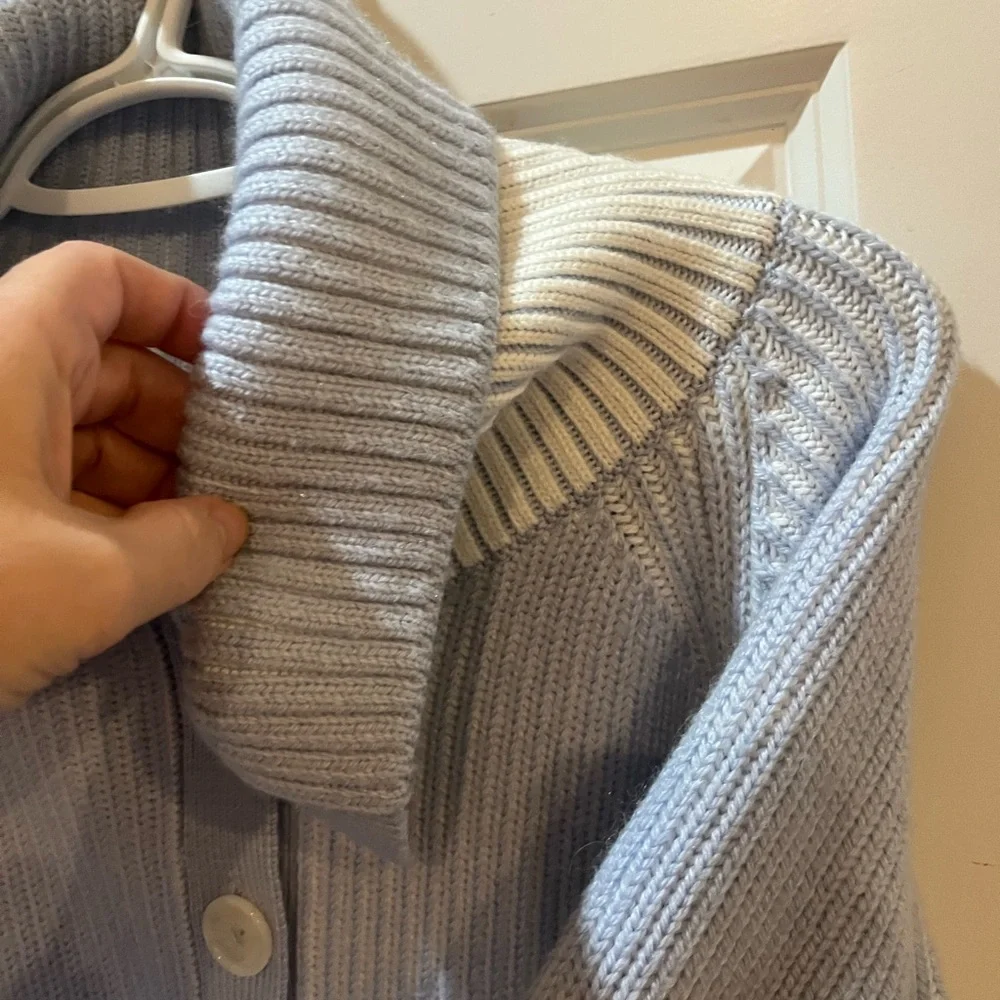 Varley Light Blue Ribbed Button-Up Sweater - Picture 9 of 16